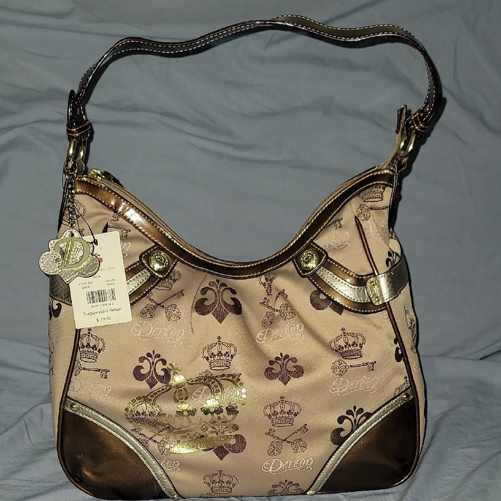 Dereon Beige and Gold Shoulder Bag